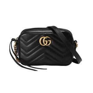 Gucci Calfskin Matelasse Mini GG Marmont Chain Shoulder Bag